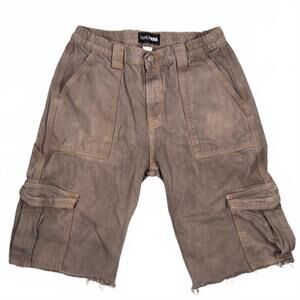 Over-dyed, Distressed Baggy Cut-Off Cargo Shorts - Size 7 (29" waist)